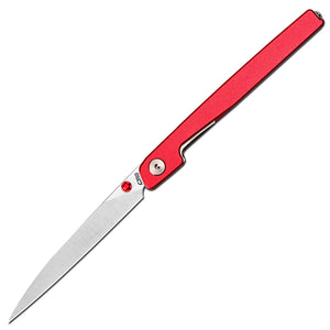 CJRB Lanky Thumb Stud & Liner Lock Knife Red Aluminum Handle (3.58'' Sandvik 14C28N Sand Polish Blade) J1965-RE (Exclusive)