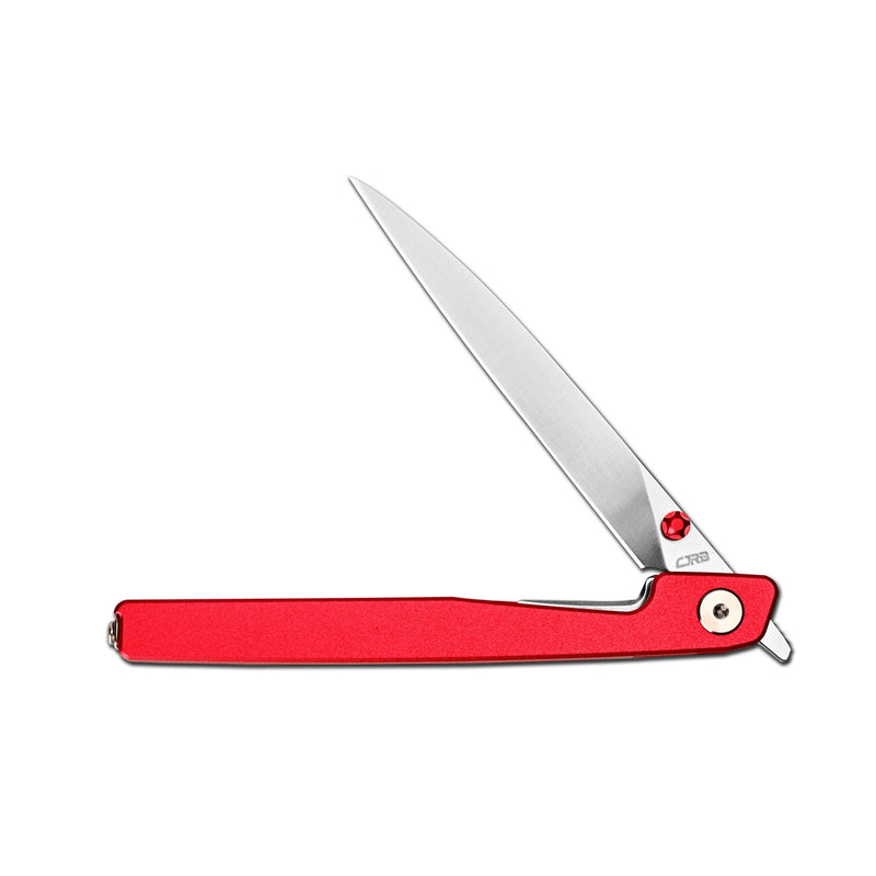 CJRB Lanky Thumb Stud & Liner Lock Knife Red Aluminum Handle (3.58'' Sandvik 14C28N Sand Polish Blade) J1965-RE (Exclusive)