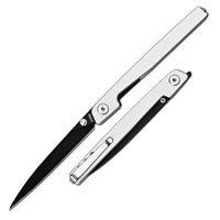 CJRB Lanky Thumb Stud & Liner Lock Knife Sliver Aluminum Handle (3.58'' Sandvik 14C28N Black PVD Coating Blade) J1965-SLV