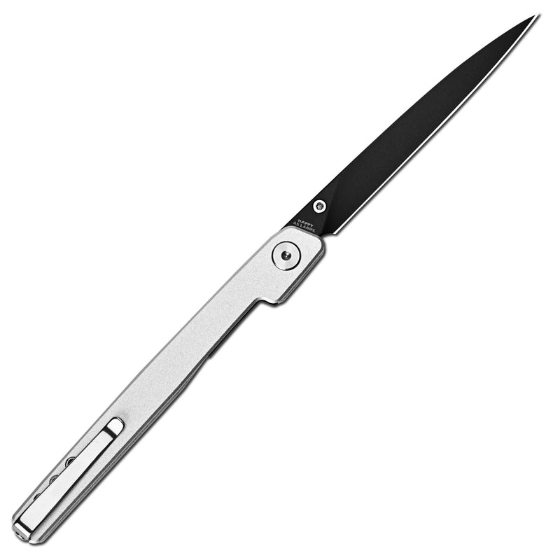CJRB Lanky Thumb Stud & Liner Lock Knife Sliver Aluminum Handle (3.58'' Sandvik 14C28N Black PVD Coating Blade) J1965-SLV