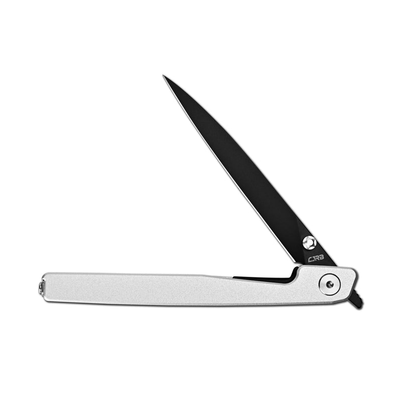 CJRB Lanky Thumb Stud & Liner Lock Knife Sliver Aluminum Handle (3.58'' Sandvik 14C28N Black PVD Coating Blade) J1965-SLV