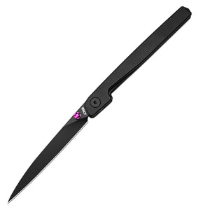 CJRB Lanky Thumb Stud & Front Flipper Liner Lock EDC Knife Steel Handle Steel Clip(3.58'' CPM S90V Black PVD Coating Blade) J1965G-BBK