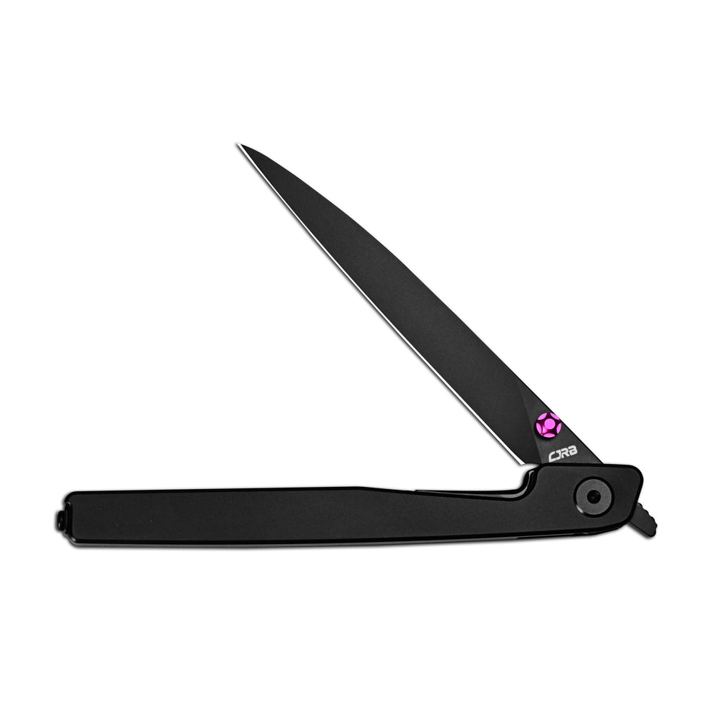 CJRB Lanky Thumb Stud & Front Flipper Liner Lock EDC Knife Steel Handle Steel Clip(3.58'' CPM S90V Black PVD Coating Blade) J1965G-BBK