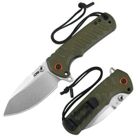 CJRB Tundra Liner Lock Flipper Knife Smooth Green G10 Handle (3.78'' Stone Wash D2 Blade) J1966-GN