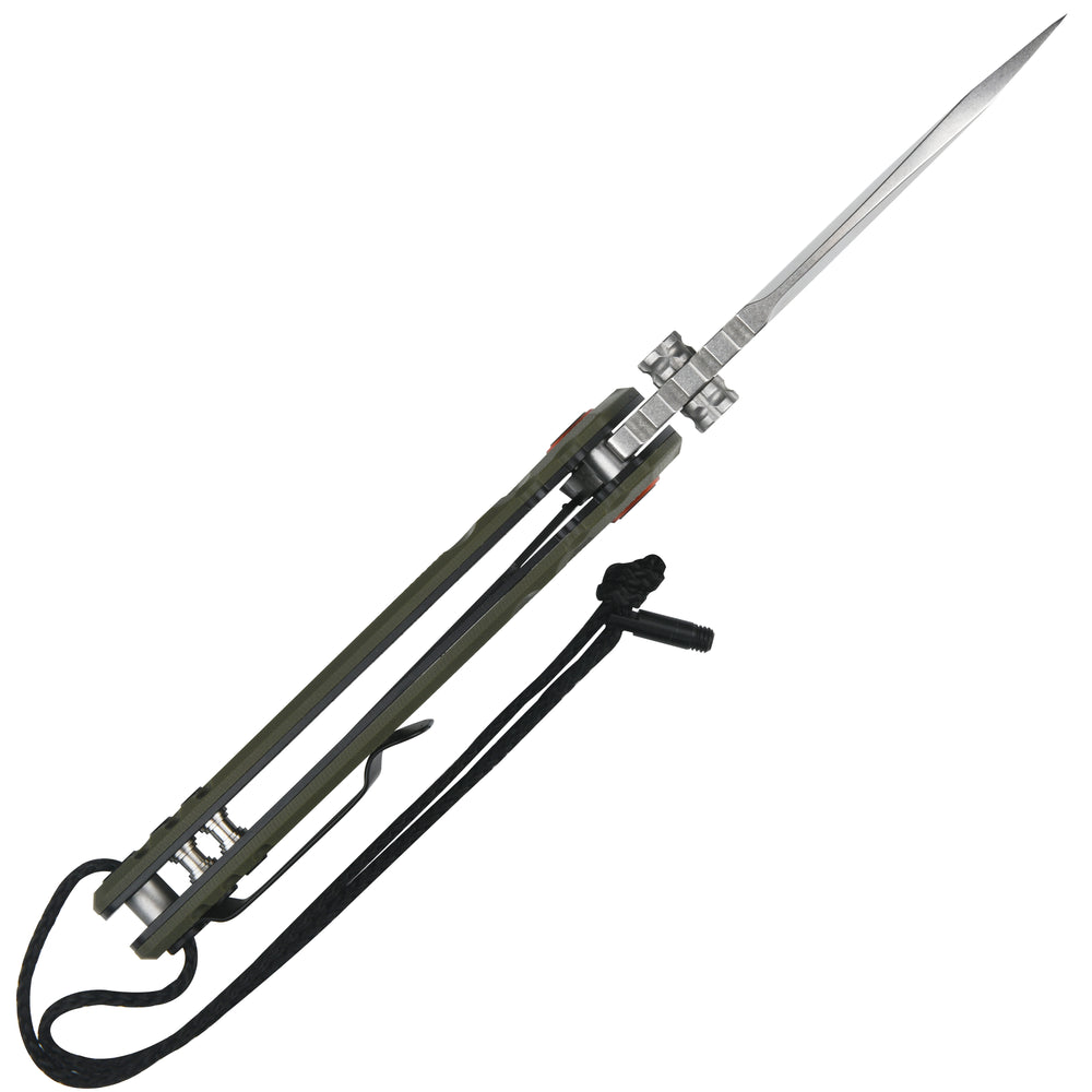 CJRB Tundra Liner Lock Flipper Knife Smooth Green G10 Handle (3.78'' Stone Wash D2 Blade) J1966-GN