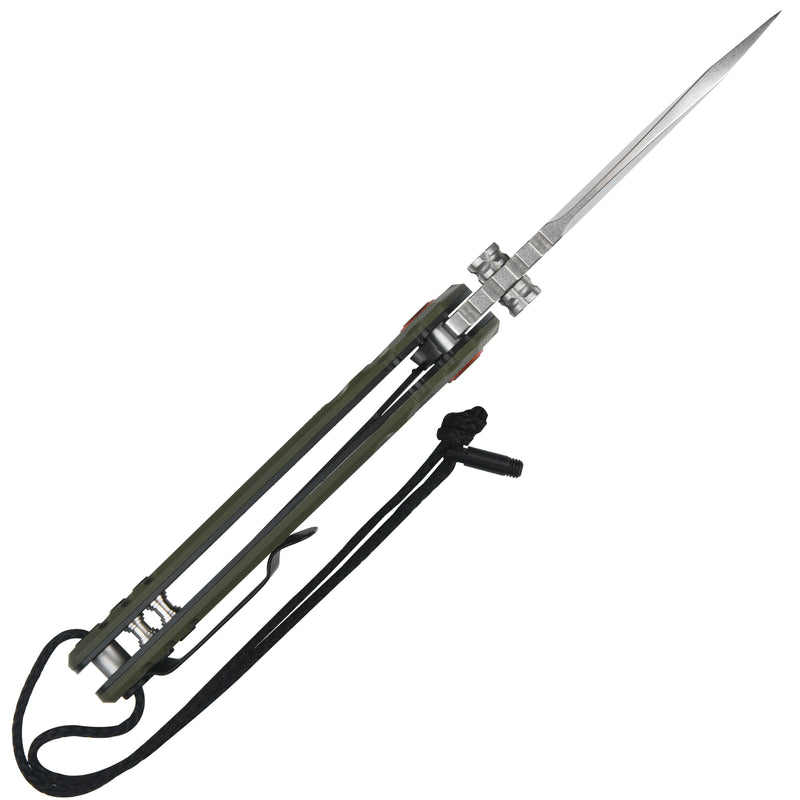 CJRB Tundra Liner Lock Flipper Knife Smooth Green G10 Handle (3.78'' Stone Wash D2 Blade) J1966-GN