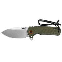 CJRB Tundra Liner Lock Flipper Knife Smooth Green G10 Handle (3.78'' Stone Wash D2 Blade) J1966-GN