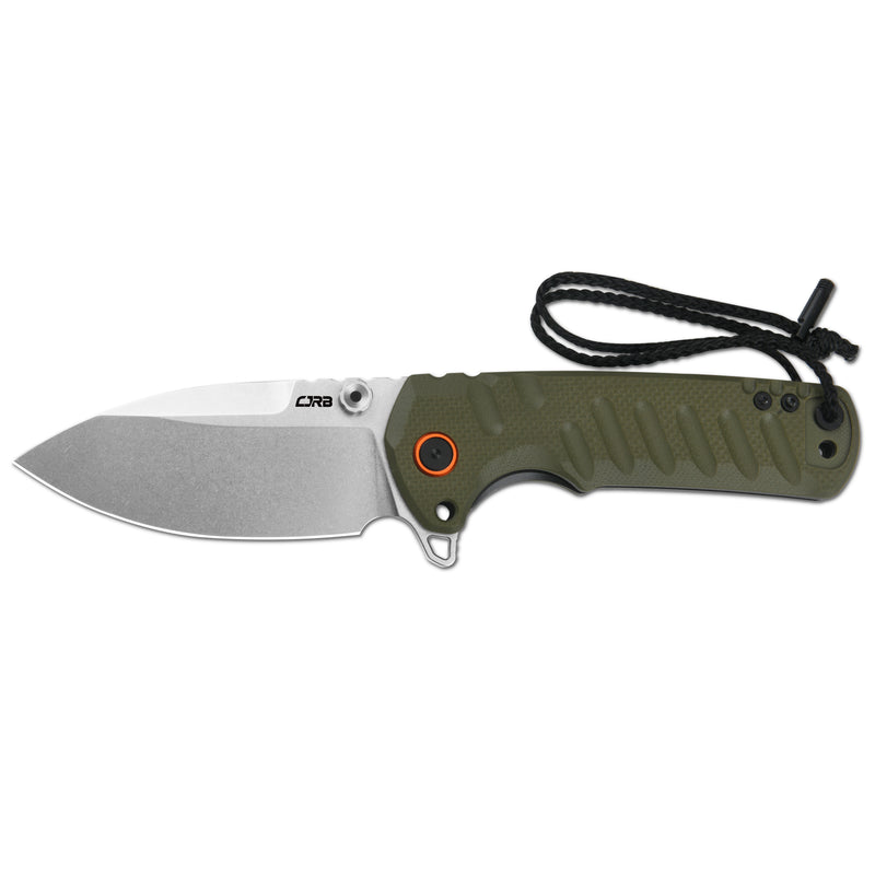 CJRB Tundra Liner Lock Flipper Knife Smooth Green G10 Handle (3.78'' Stone Wash D2 Blade) J1966-GN