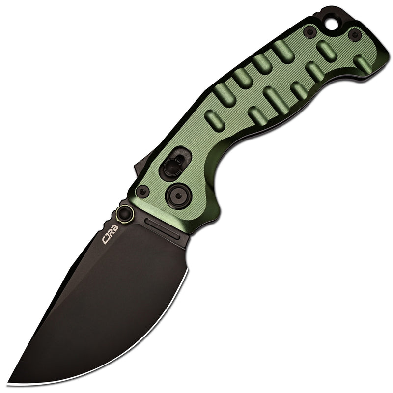 CJRB Doubletap Thumb Stud & Recoil Lock V2 Tatical Knife Green 7075-T6 Aluminum Handle(3.86'' D2 Black PVD Coating Blade) J1970-BAL (Exclusive)