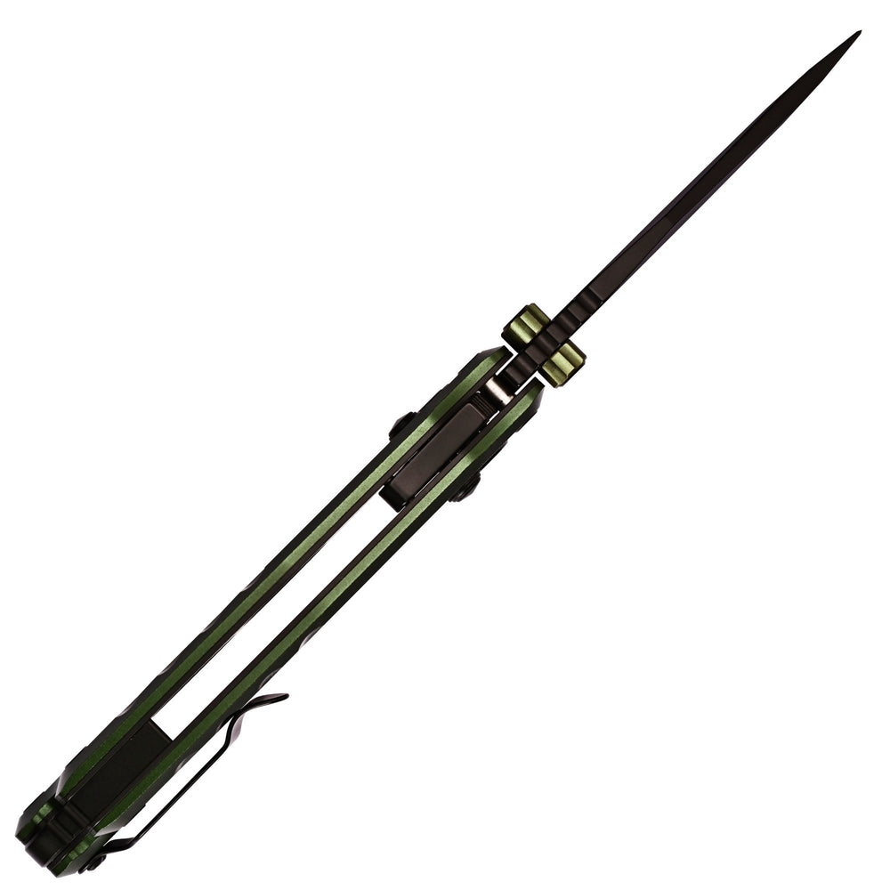 CJRB Doubletap Thumb Stud & Recoil Lock V2 Tatical Knife Green 7075-T6 Aluminum Handle(3.86'' D2 Black PVD Coating Blade) J1970-BAL (Exclusive)