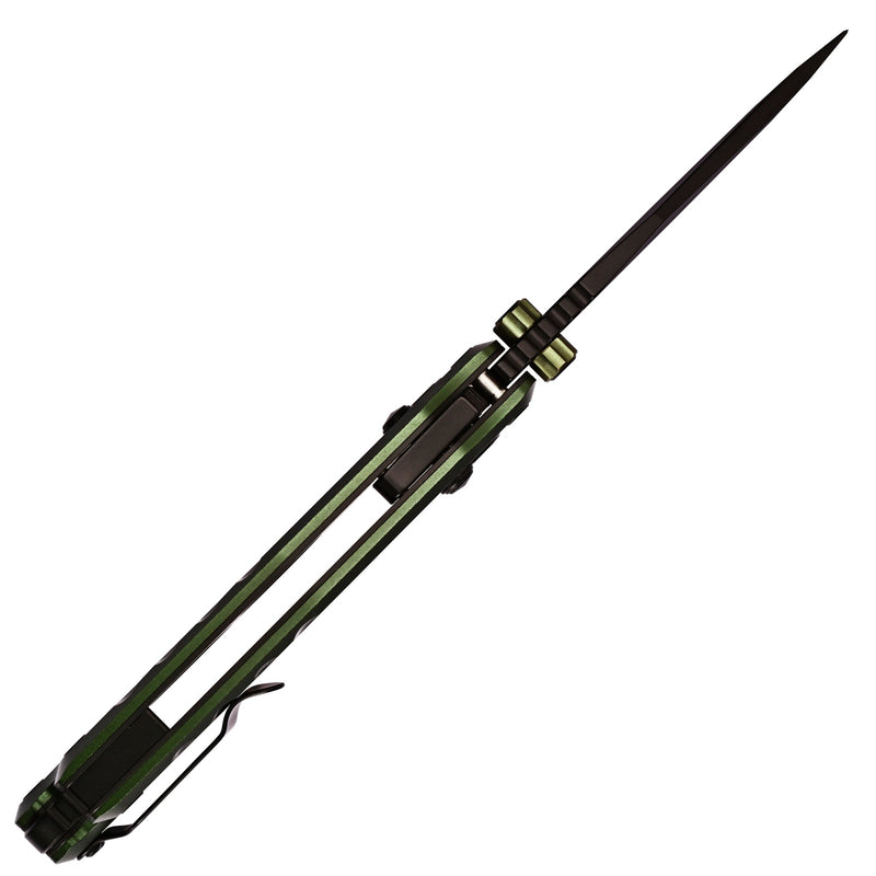 CJRB Doubletap Thumb Stud & Recoil Lock V2 Tatical Knife Green 7075-T6 Aluminum Handle(3.86'' D2 Black PVD Coating Blade) J1970-BAL (Exclusive)