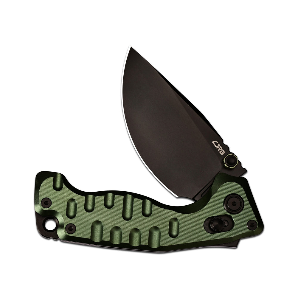 CJRB Doubletap Thumb Stud & Recoil Lock V2 Tatical Knife Green 7075-T6 Aluminum Handle(3.86'' D2 Black PVD Coating Blade) J1970-BAL (Exclusive)