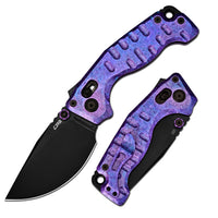 CJRB Doubletap Thumb Stud & Recoil Lock V2 Tatical Knife Crystal Titanium Handle(3.86'' CPM S35VN Steel Black PVD Coating Blade) J1970-CPU