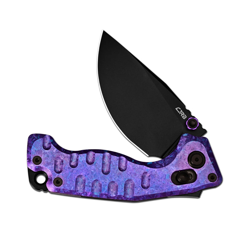 CJRB Doubletap Thumb Stud & Recoil Lock V2 Tatical Knife Crystal Titanium Handle(3.86'' CPM S35VN Steel Black PVD Coating Blade) J1970-CPU