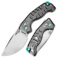 CJRB Doubletap Thumb Stud & Recoil Lock V2 Tatical Knife Gray 7075-T6 Aluminum Handle(3.86'' D2 Stone Wash Blade) J1970-GAL (Exclusive)