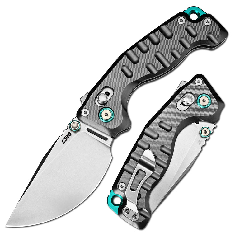 CJRB Doubletap Thumb Stud & Recoil Lock V2 Tatical Knife Gray 7075-T6 Aluminum Handle(3.86'' D2 Stone Wash Blade) J1970-GAL (Exclusive)