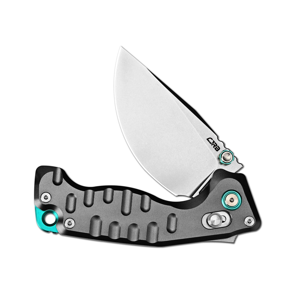 CJRB Doubletap Thumb Stud & Recoil Lock V2 Tatical Knife Gray 7075-T6 Aluminum Handle(3.86'' D2 Stone Wash Blade) J1970-GAL (Exclusive)