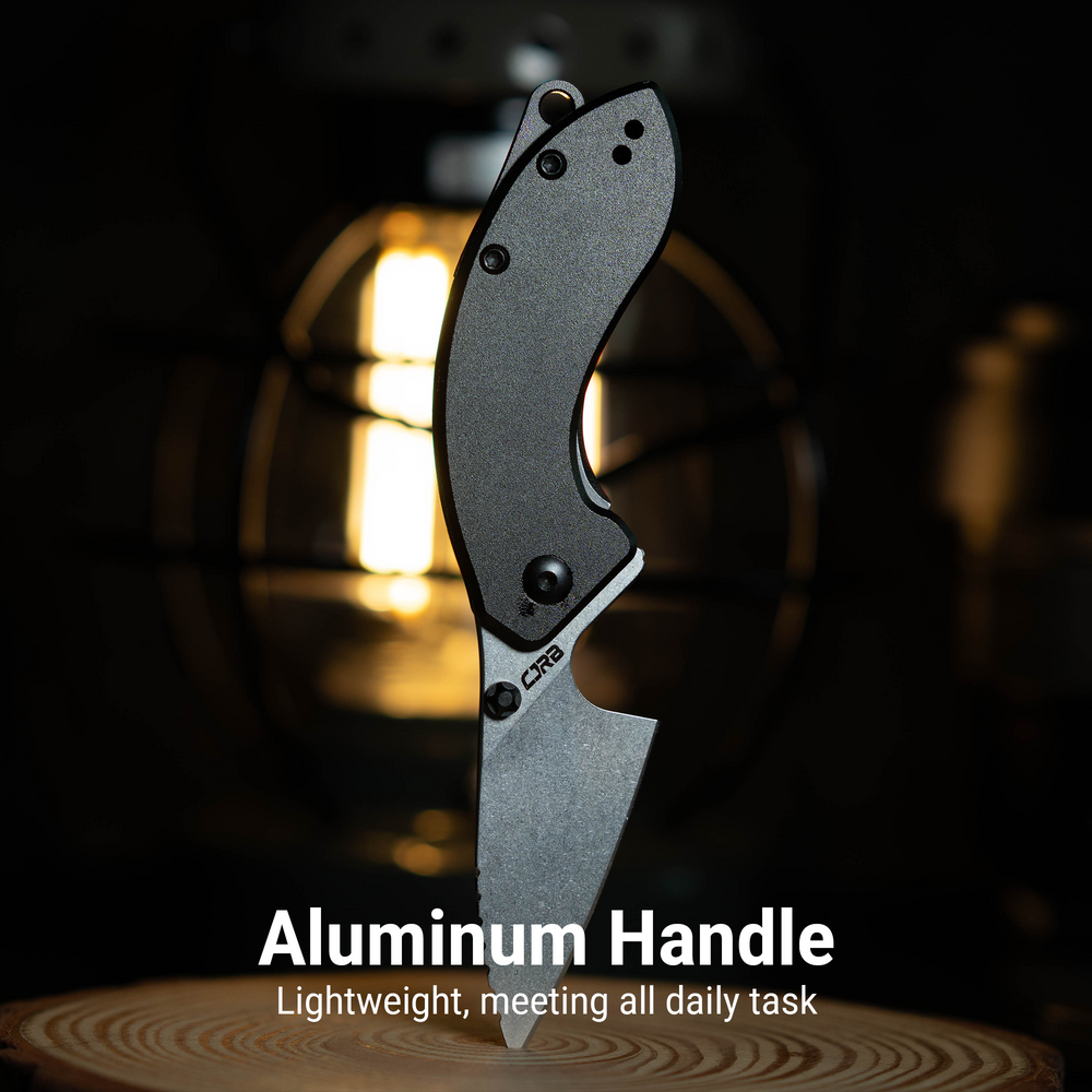 CJRB Spud Thumb Stud & Liner Lock Neck Knife Black Aluminum Handle(2.34'' AR-RPM9 Steel Stone Wash Blade) J1971-BK