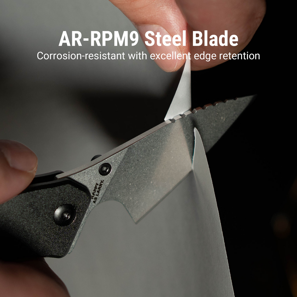 CJRB Spud Thumb Stud & Liner Lock Neck Knife Black Aluminum Handle(2.34'' AR-RPM9 Steel Stone Wash Blade) J1971-BK