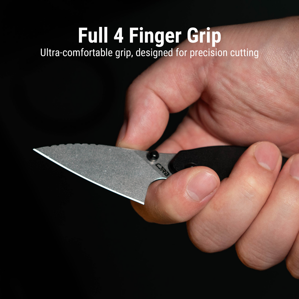 CJRB Spud Thumb Stud & Liner Lock Neck Knife Black Aluminum Handle(2.34'' AR-RPM9 Steel Stone Wash Blade) J1971-BK