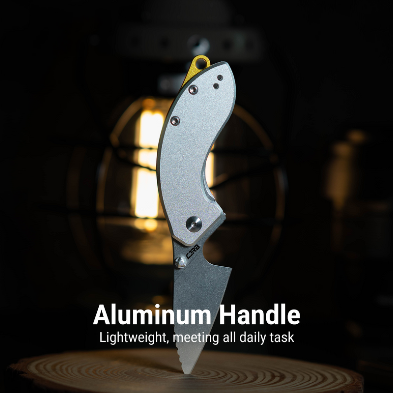 CJRB Spud Thumb Stud & Liner Lock Neck Knife Gray Aluminum Handle(2.34'' AR-RPM9 Steel Stone Wash Blade) J1971-GY