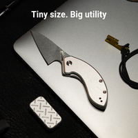CJRB Spud Thumb Stud & Liner Lock Neck Knife Gray Aluminum Handle(2.34'' AR-RPM9 Steel Stone Wash Blade) J1971-GY