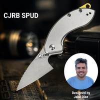 CJRB Spud Thumb Stud & Liner Lock Neck Knife Gray Aluminum Handle(2.34'' AR-RPM9 Steel Stone Wash Blade) J1971-GY