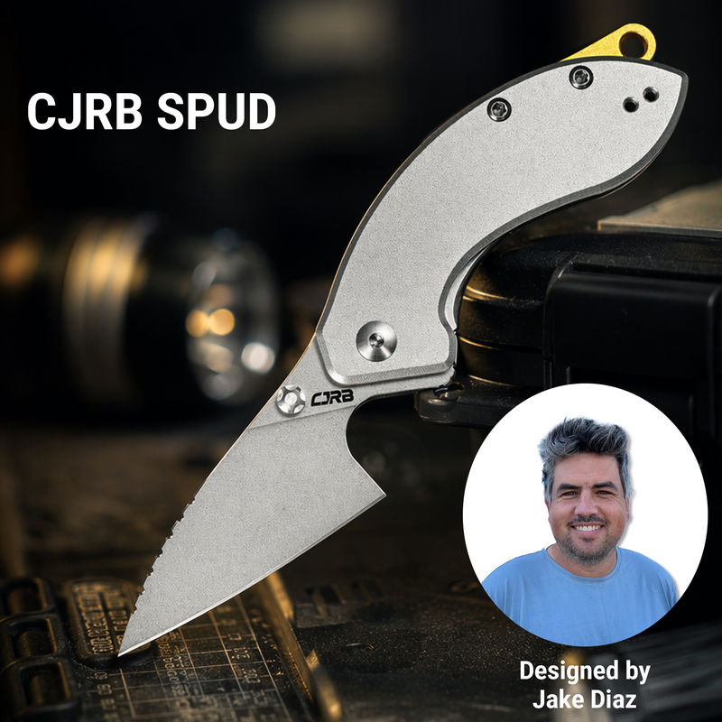 CJRB Spud Thumb Stud & Liner Lock Neck Knife Gray Aluminum Handle(2.34'' AR-RPM9 Steel Stone Wash Blade) J1971-GY