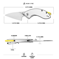 CJRB Spud Thumb Stud & Liner Lock Neck Knife Gray Aluminum Handle(2.34'' AR-RPM9 Steel Stone Wash Blade) J1971-GY