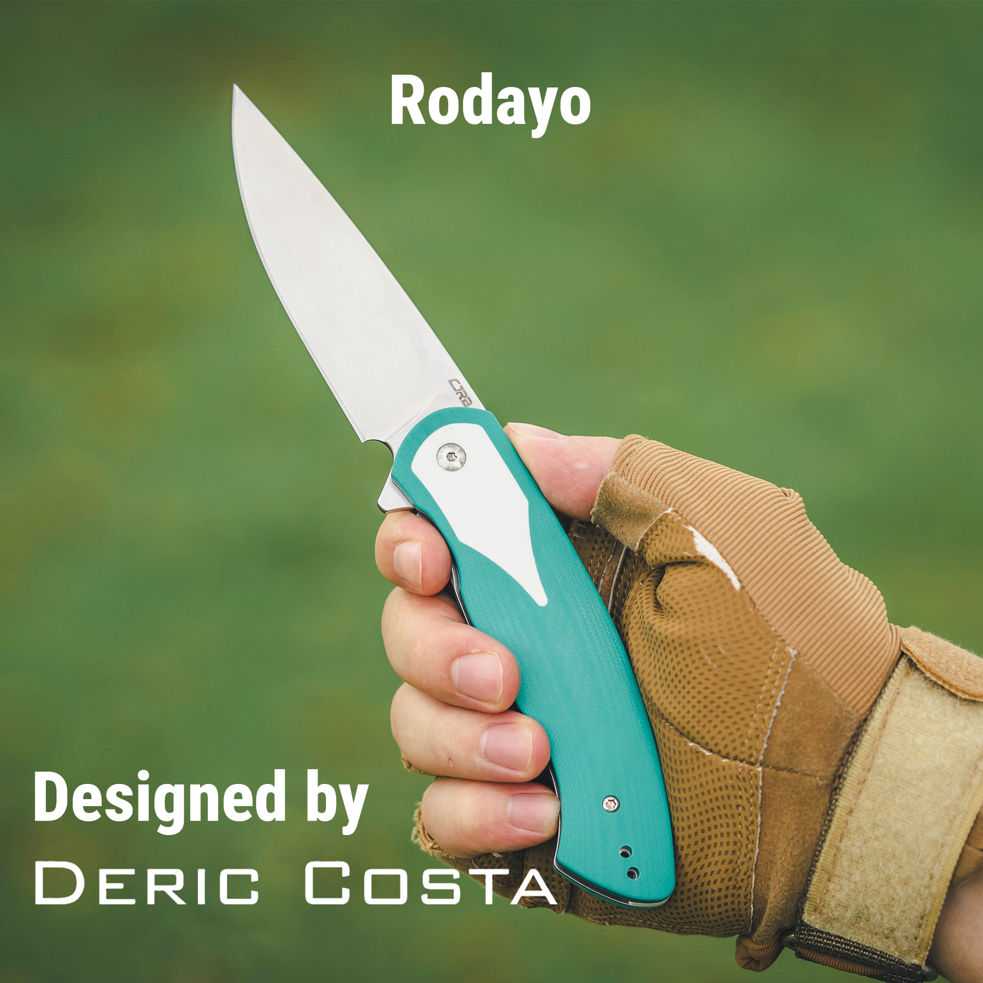 CJRB Rodayo Flipper & Liner Lock Folding Knife Green G10 Handle (3.78'' Stone Wash AR-RPM9 Steel Blade) J1972-GWH