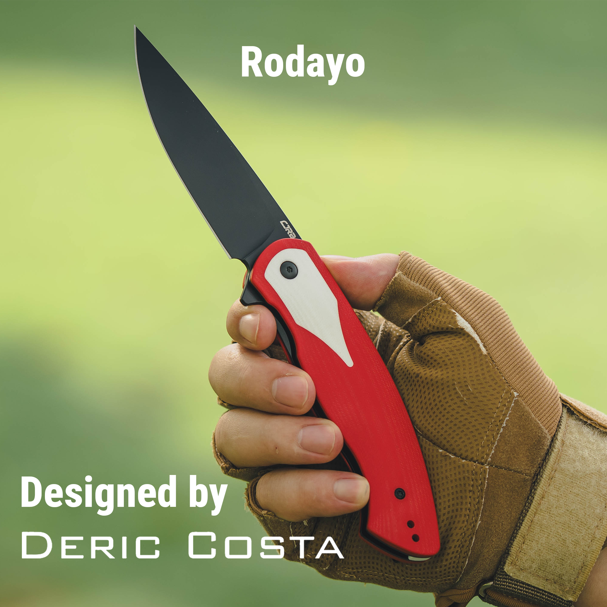 CJRB Rodayo Flipper & Liner Lock Folding Knife Red G10 Handle (3.78'' AR-RPM9 Steel Black PVD Coating Blade) J1972-RWH