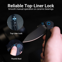 CJRB Latitude Thumb Stud & Top Liner Lock EDC Knife Black CNC G10 Textured Handle(3.47'' AR-RPM9 Steel Black PVD Coating Blade) J1975-BBK