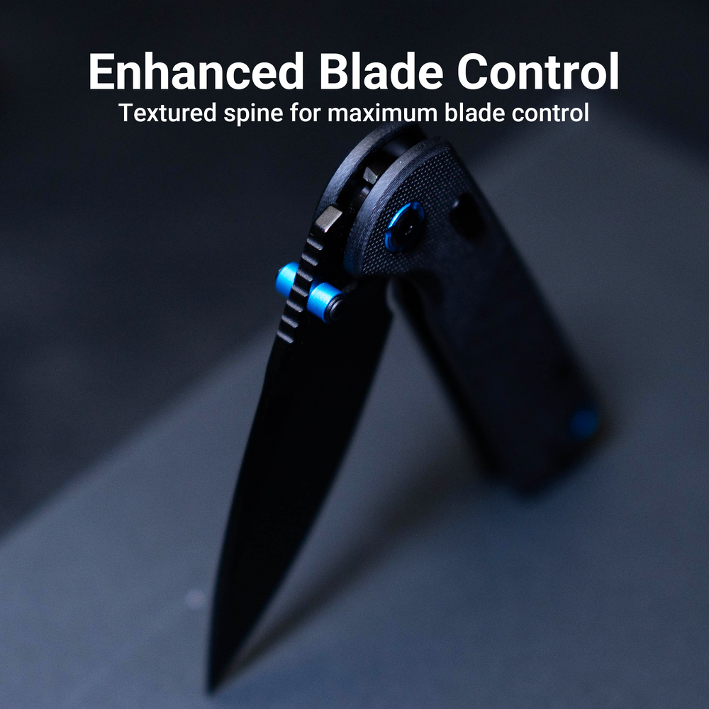 CJRB Latitude Thumb Stud & Top Liner Lock EDC Knife Black CNC G10 Textured Handle(3.47'' AR-RPM9 Steel Black PVD Coating Blade) J1975-BBK