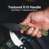 CJRB Latitude Thumb Stud & Top Liner Lock EDC Knife Green G10 Handle(3.47'' AR-RPM9 Steel Black PVD Coating Blade) J1975-BGN