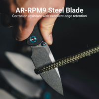 CJRB Latitude Thumb Stud & Top Liner Lock EDC Knife Black G10 Handle(3.47'' AR-RPM9 Steel Stone Wash Blade) J1975-BK
