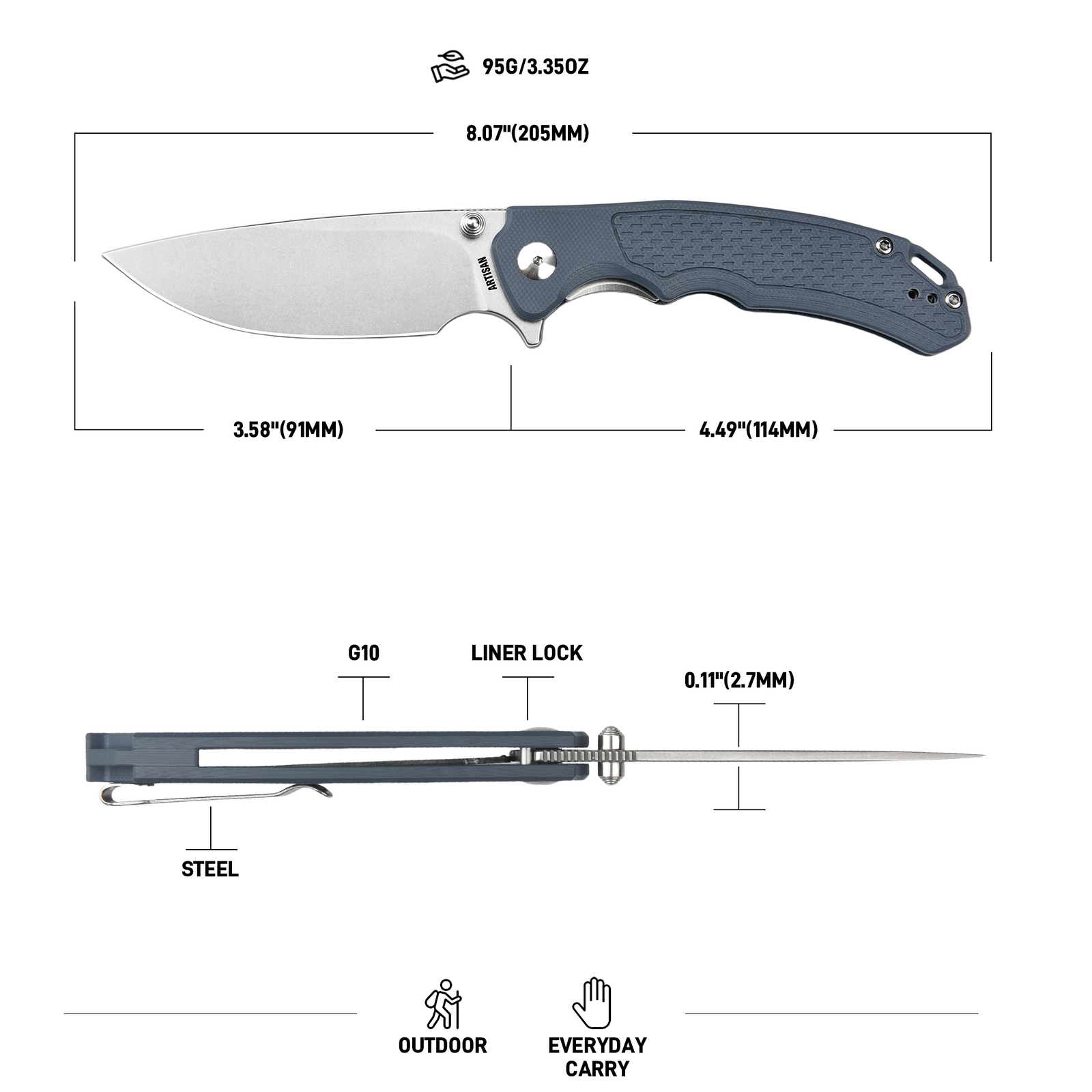 ArtisanCutlery Tradition V2 1702M S35VN Blade G10 Handle Folding Knives