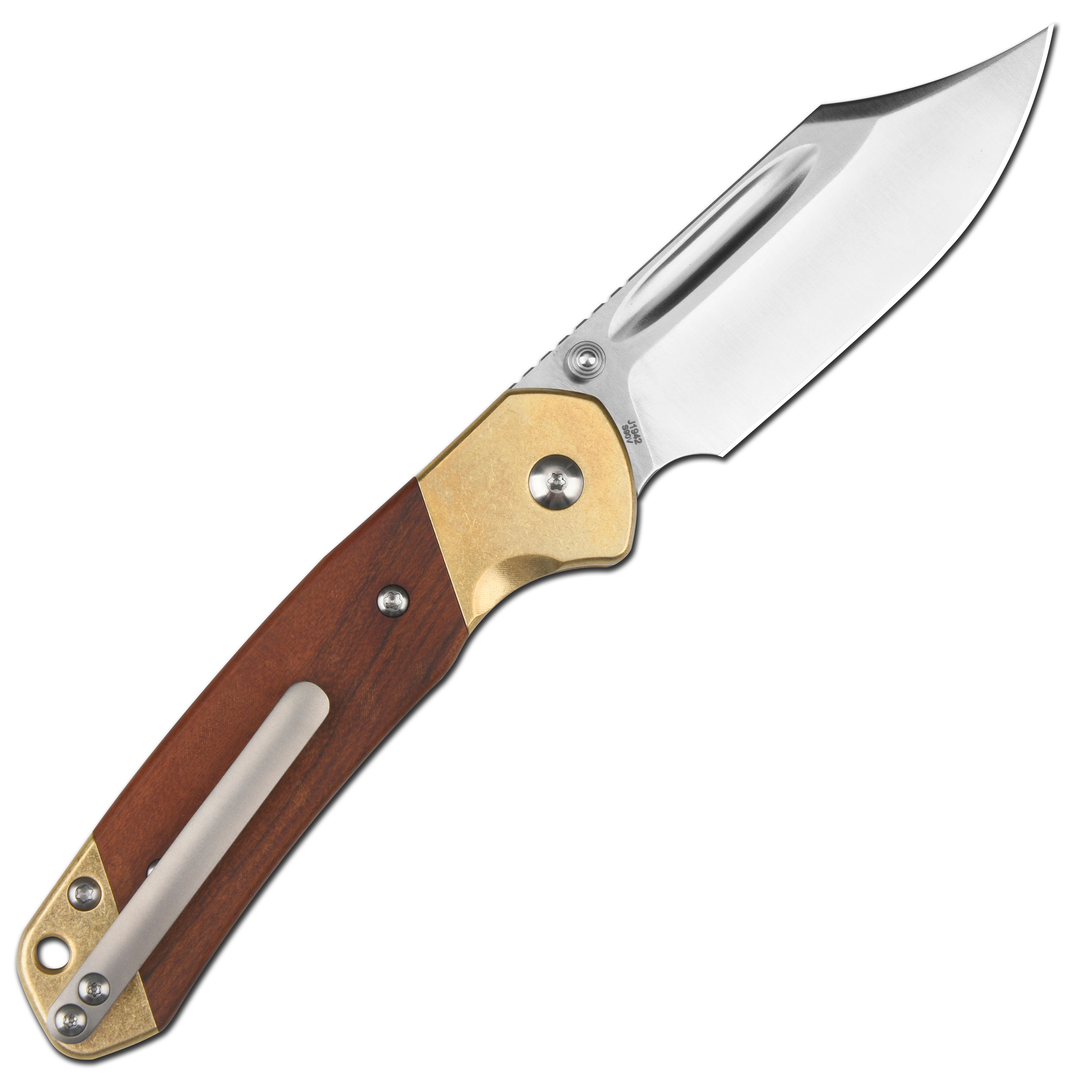 CJRB Bowie Pyrite J1942 CPM S90V Blade Brass&Rose Wood Ha