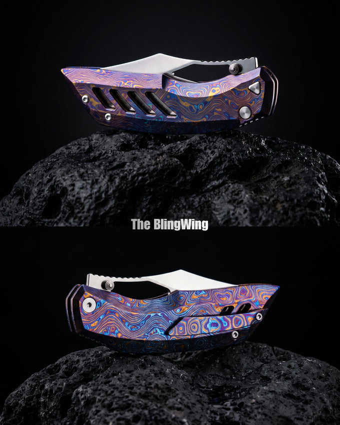 Building the Dark Wing | The BlingWing | Fantatic Full-Dress Version with Polished Titanium Damascus and Hand Polished Blade