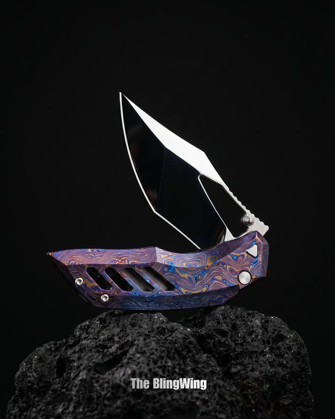 Building the Dark Wing | The BlingWing | Fantatic Full-Dress Version with Polished Titanium Damascus and Hand Polished Blade