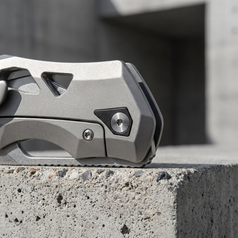 Artisan Cutlery Tortoise Frame Lock Knife Grey Titanium Handle (3.7'' Stone Wash S35VN Blade) 1884G-BK