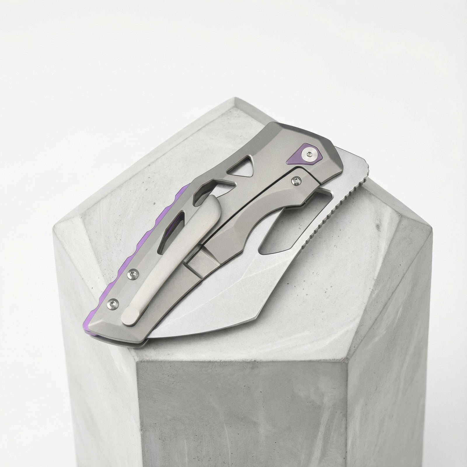 Artisan Cutlery Tortoise 1884G S35VN Steel Blade Titanium Handle Folding Knives Purple