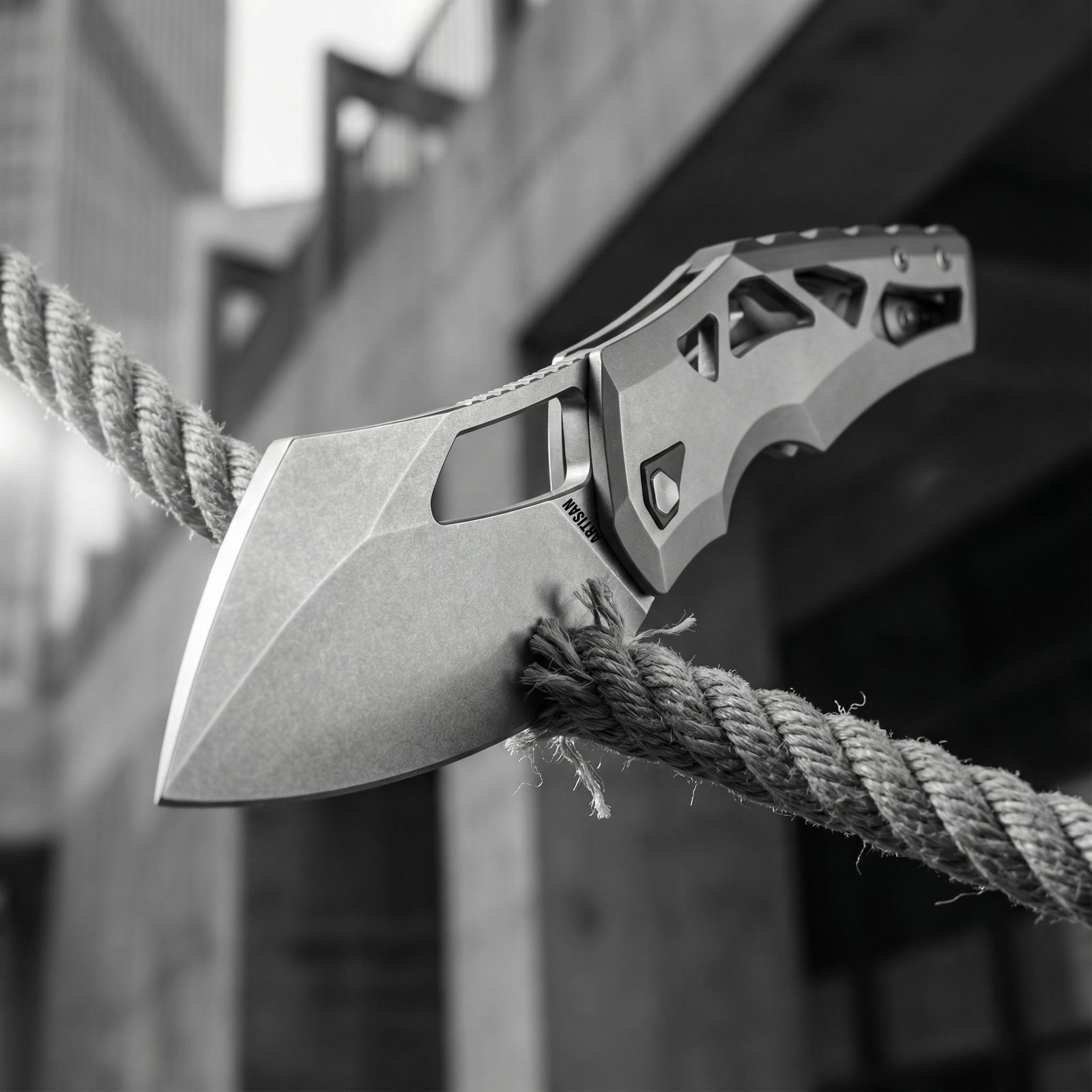 Artisan Cutlery Tortoise 1884G S35VN Steel Blade Titanium Handle Folding Knives Grey