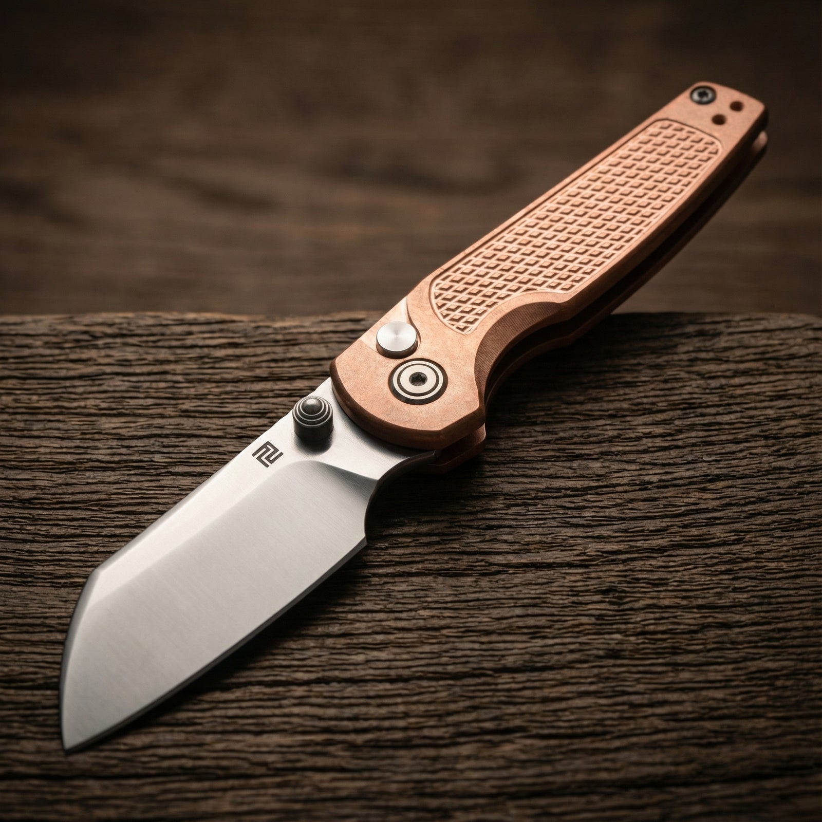 Artisan Cutlery Cleo 1871G-CO CPM S90V Blade Copper Handle Folding Knives