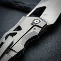 Artisan Cutlery Tortoise Frame Lock Knife Grey Titanium Handle (3.7'' Stone Wash S35VN Blade) 1884G-BK