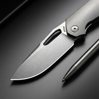 Artisan Cutlery Keras Liner Lock Front Flipper Knife Titanium Handle (3.31'' Stone Wash S35VN Blade) 1880G-GY