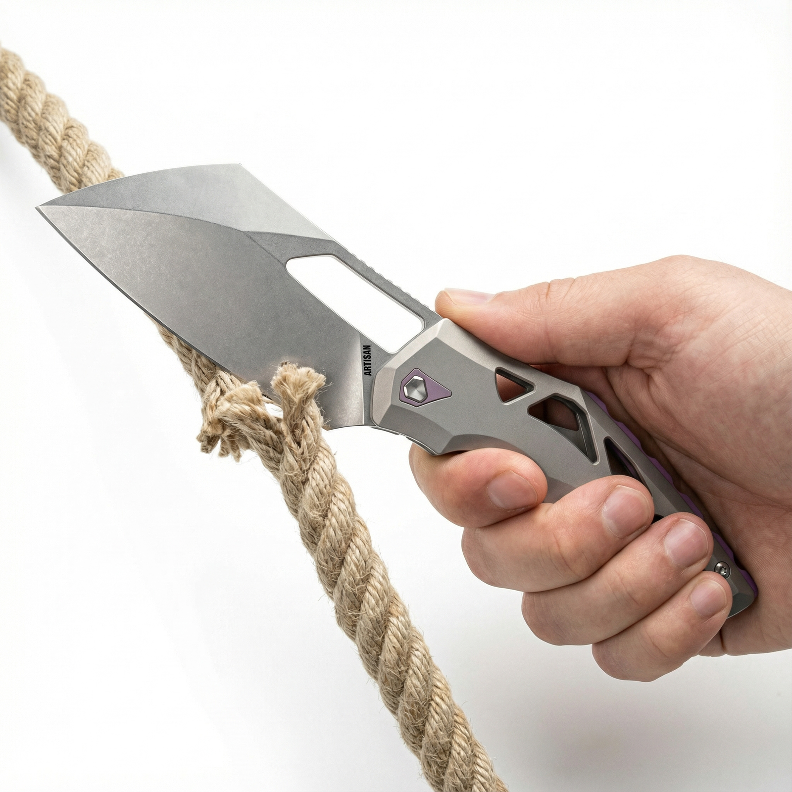 Artisan Cutlery Tortoise 1884G S35VN Steel Blade Titanium Handle Folding Knives Purple