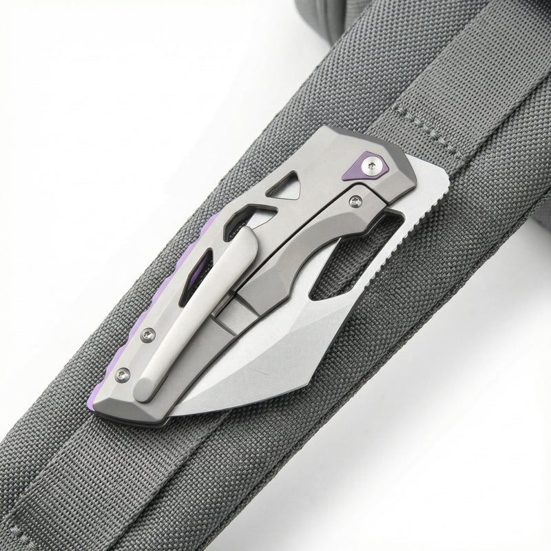 Artisan Cutlery Tortoise 1884G S35VN Steel Blade Titanium Handle Folding Knives Purple