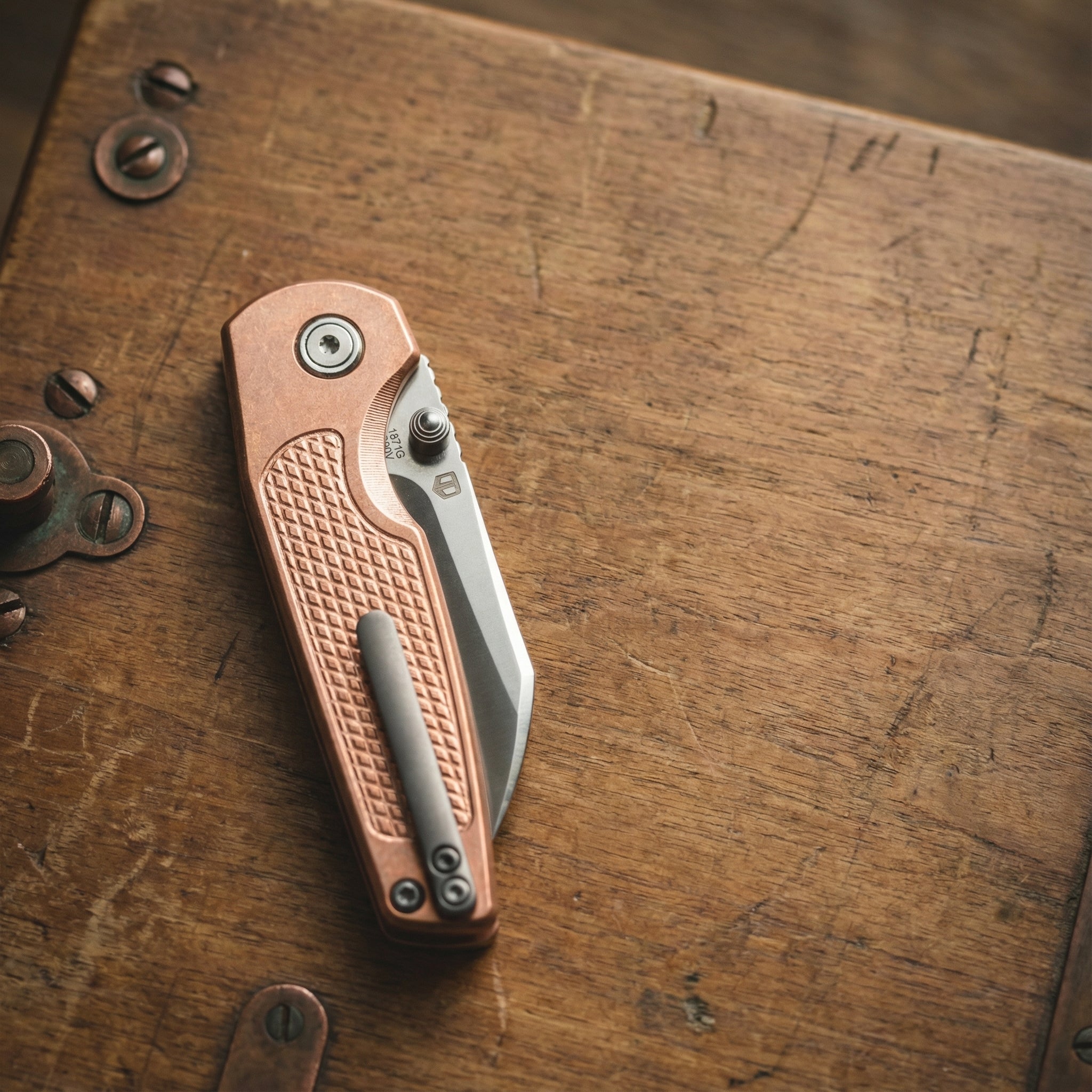 Artisan Cutlery Cleo 1871G-CO CPM S90V Blade Copper Handl