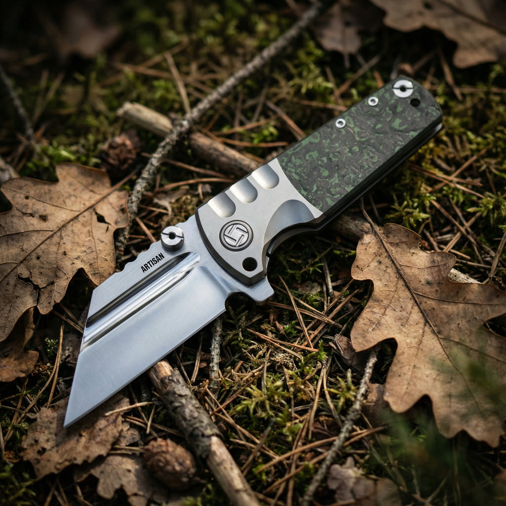 ARTISAN CUTLERY PROPONENT 1820G-JW S90V Blade Titanium and Fat Carbon Inlay Handle Folding Knife(Limited edition)