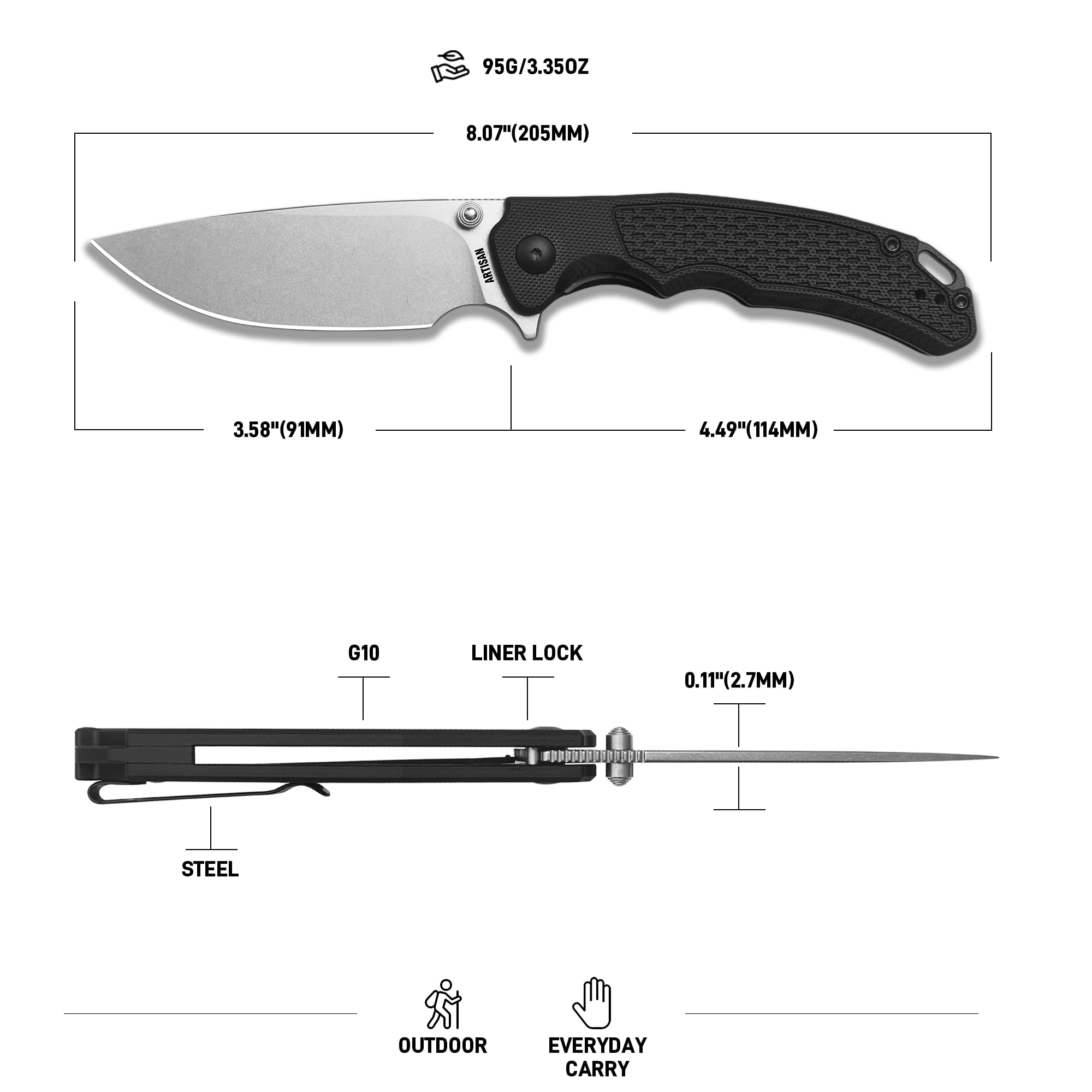 ArtisanCutlery Tradition V2 1702M AR-RPM9 BLADE G10 HANDL